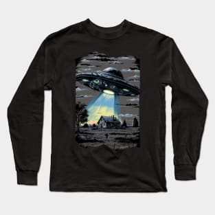 Alien Abduction UFO Flying Saucer Long Sleeve T-Shirt